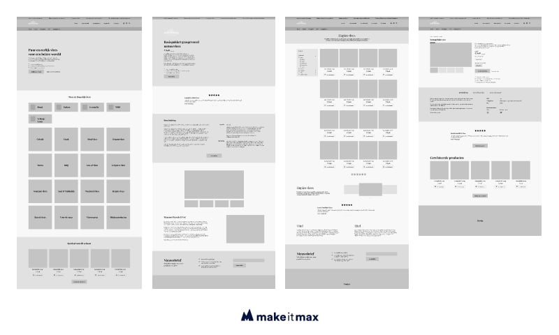 User Experience - Grijze wireframes van een website - Make it Max