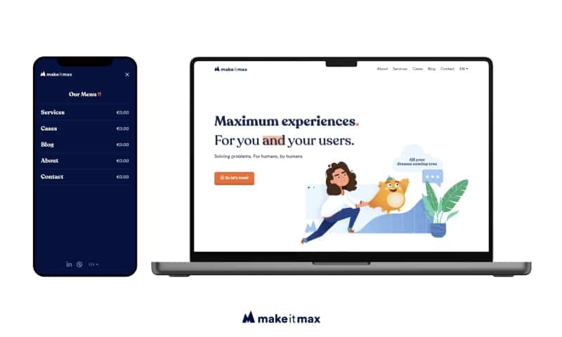 Make it Max website on a laptop and a mobile phone